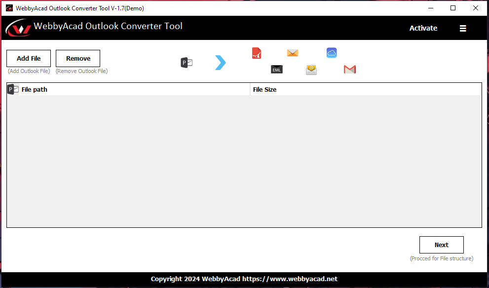 WebbyAcad Outlook Exporter Screenshots