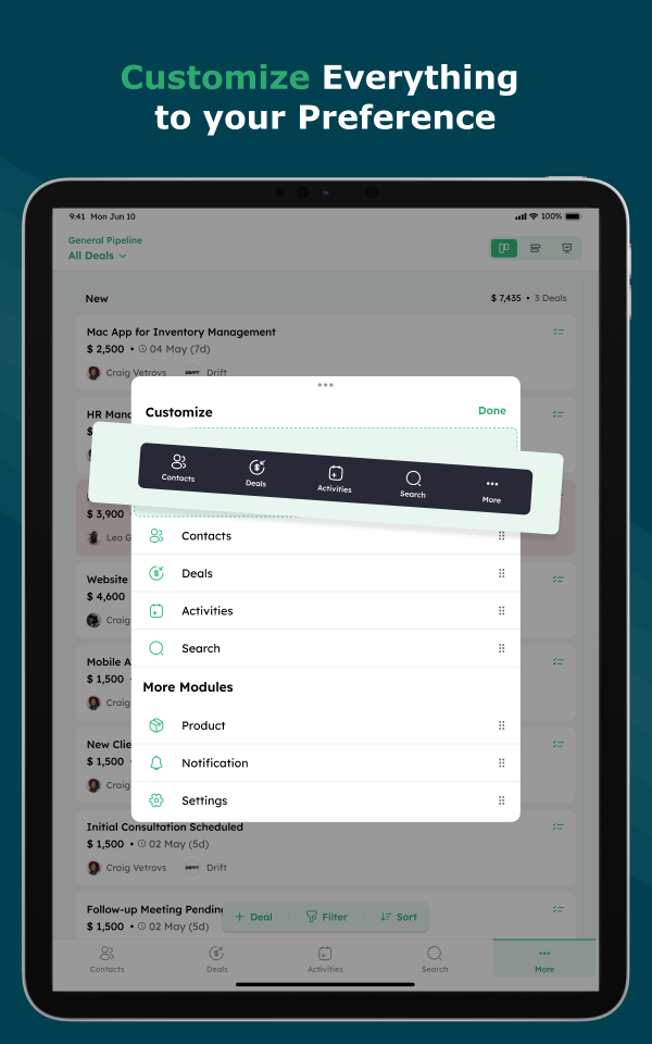 Twozo CRM Screenshots
