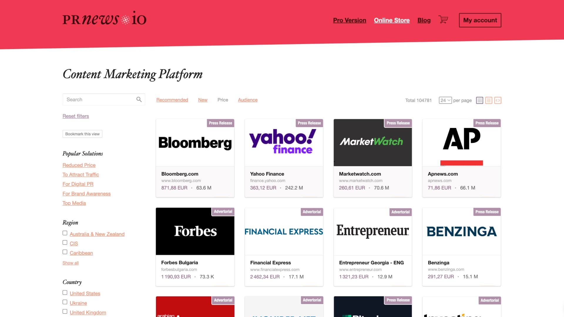 PRNEWS IO Screenshots