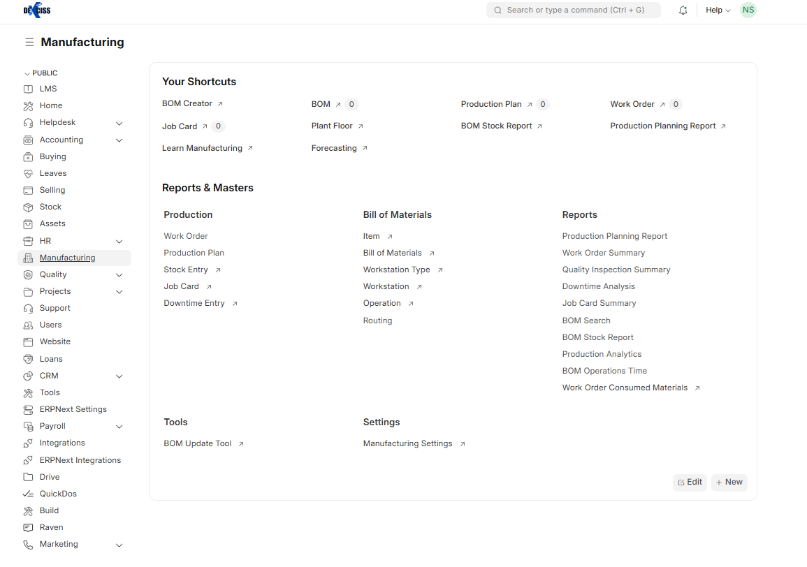 Dexciss ERP Screenshots