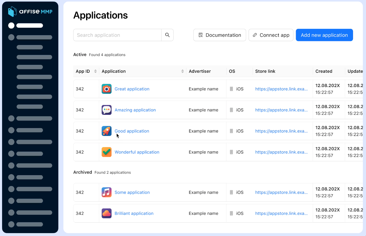 Affise MMP Screenshots