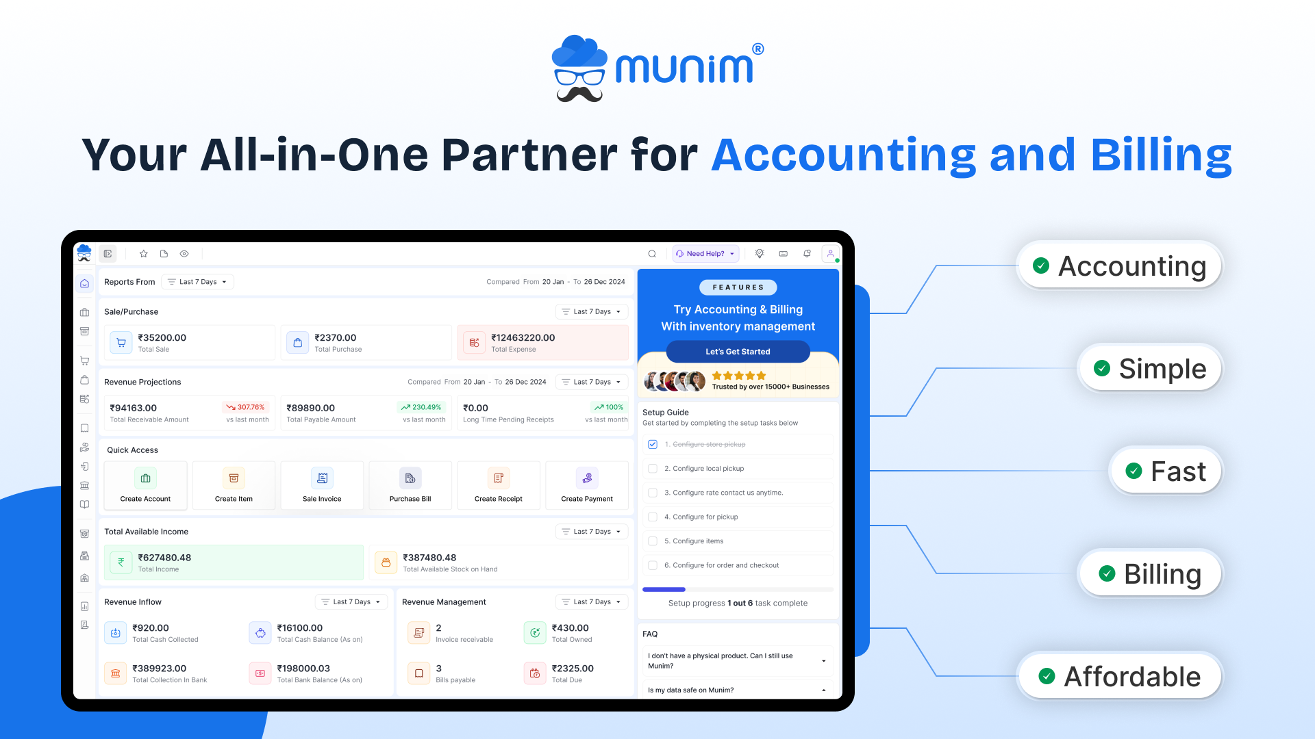 Munim Accounting and Billing Screenshots