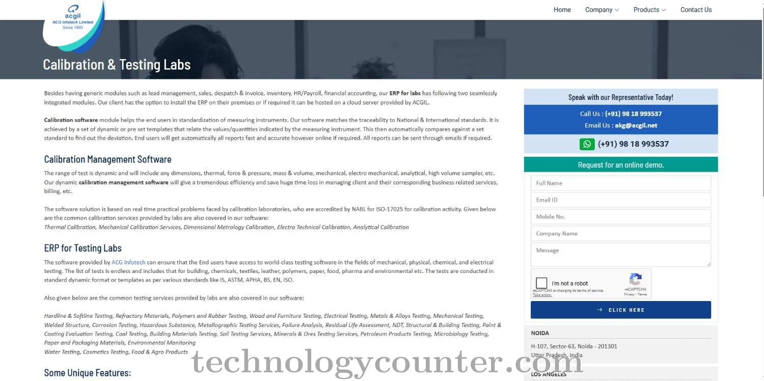 ACGIL Calibration  Testing Lab Screenshots