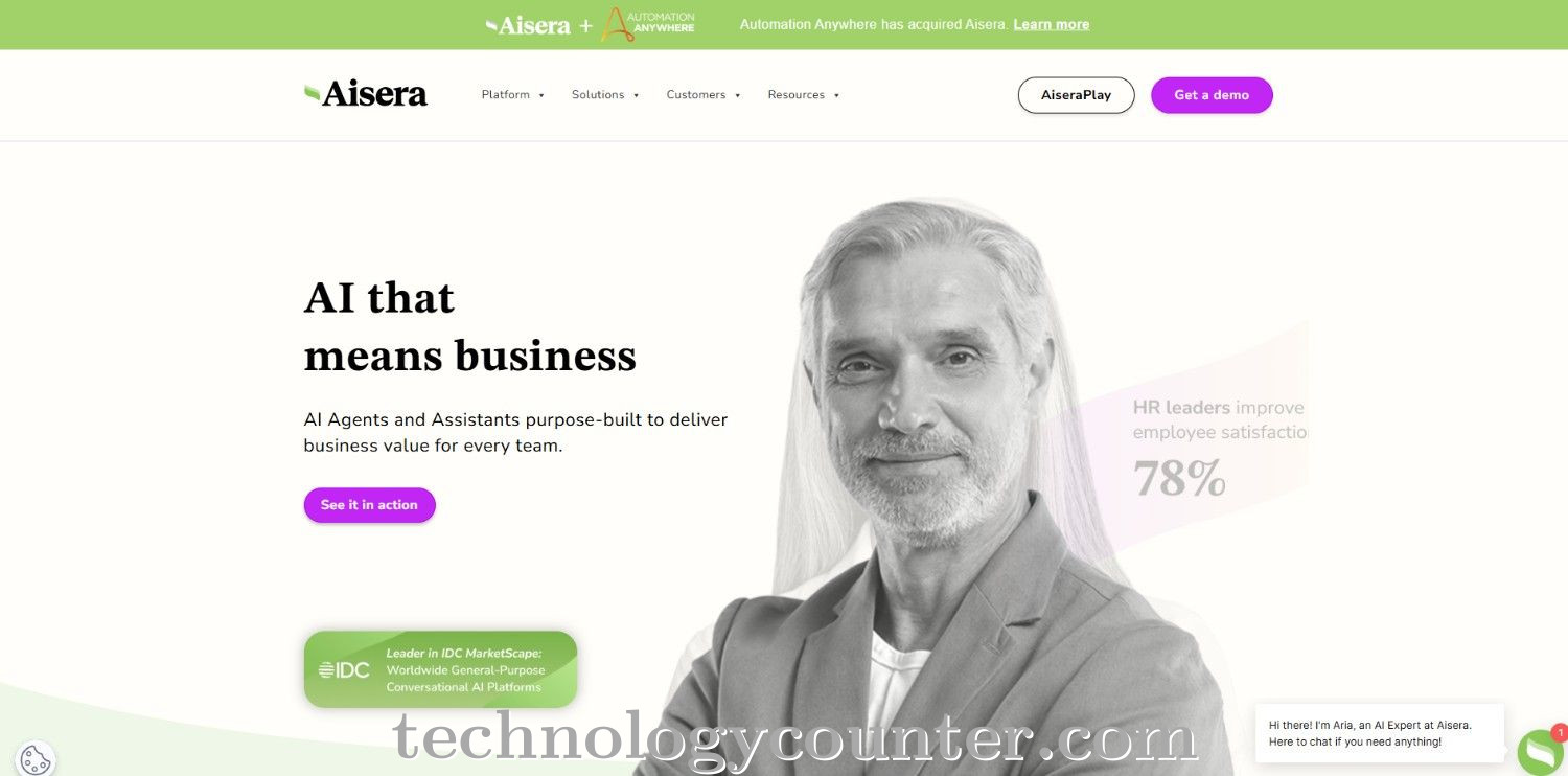 Aisera AI Customer Service Screenshots