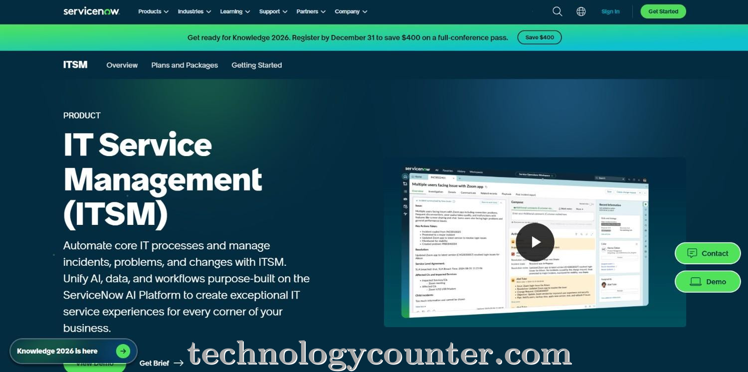 ServiceNow ITSM Screenshots