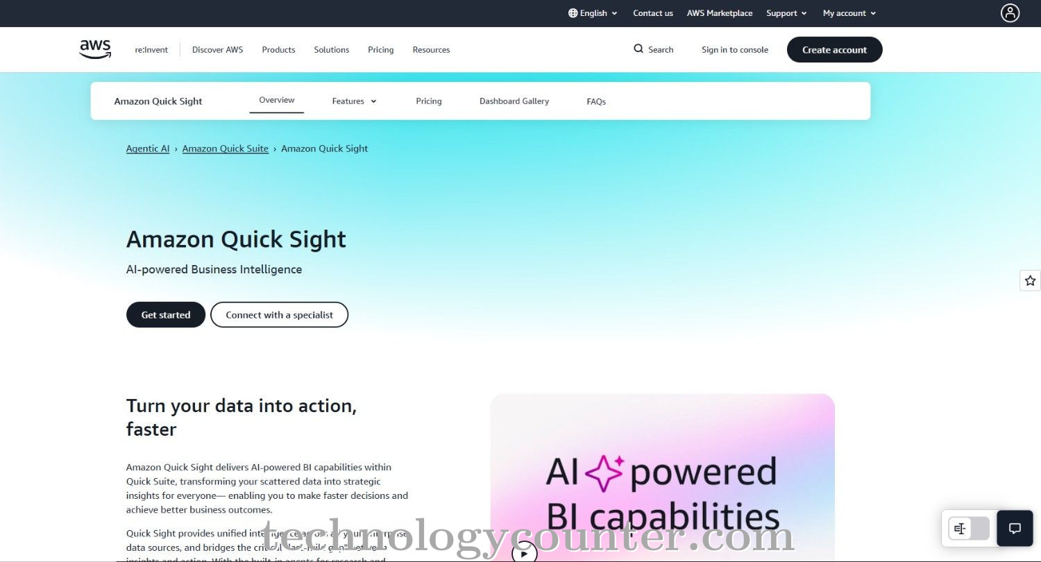 Amazon Quicksight Screenshots