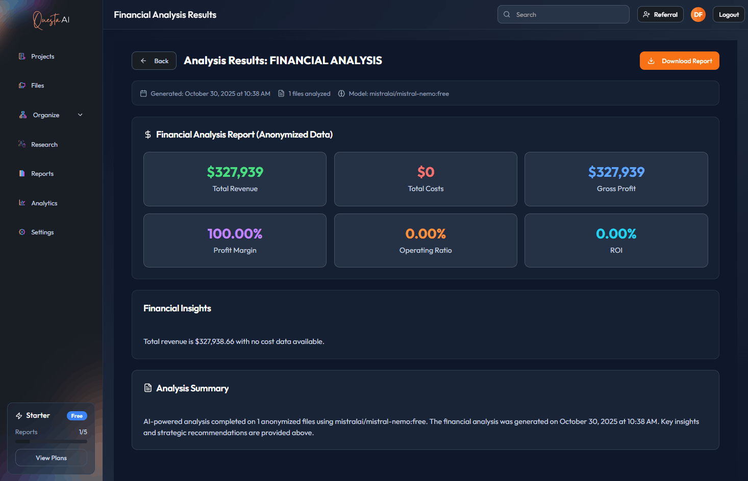 Questa AI Screenshots