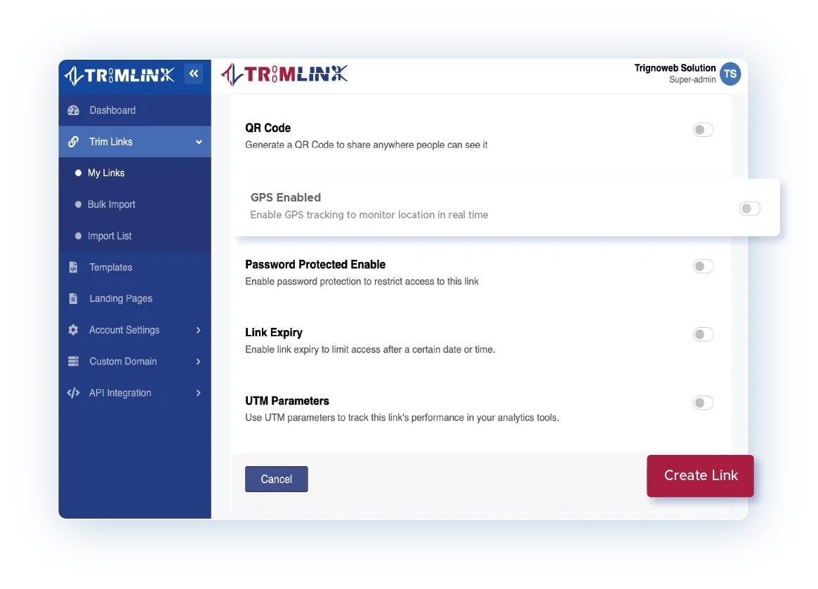 Trimlink Screenshots