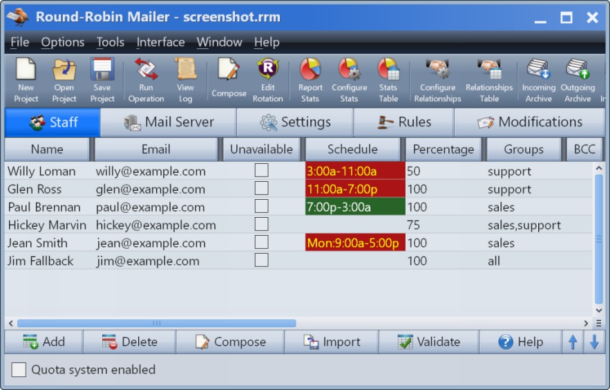 Round-Robin Mailer Screenshots