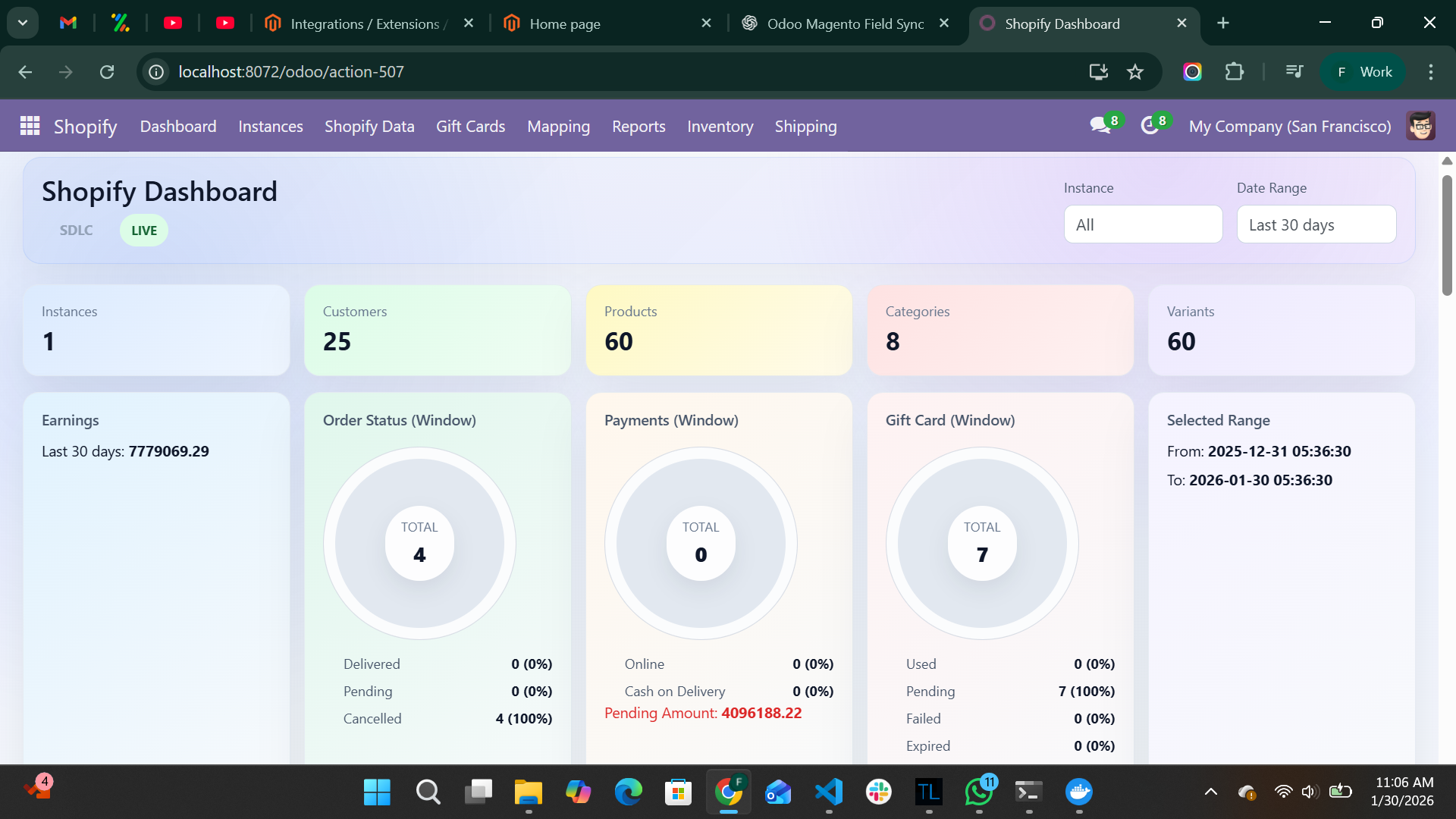 SDLC Shopify Odoo Connector Screenshots