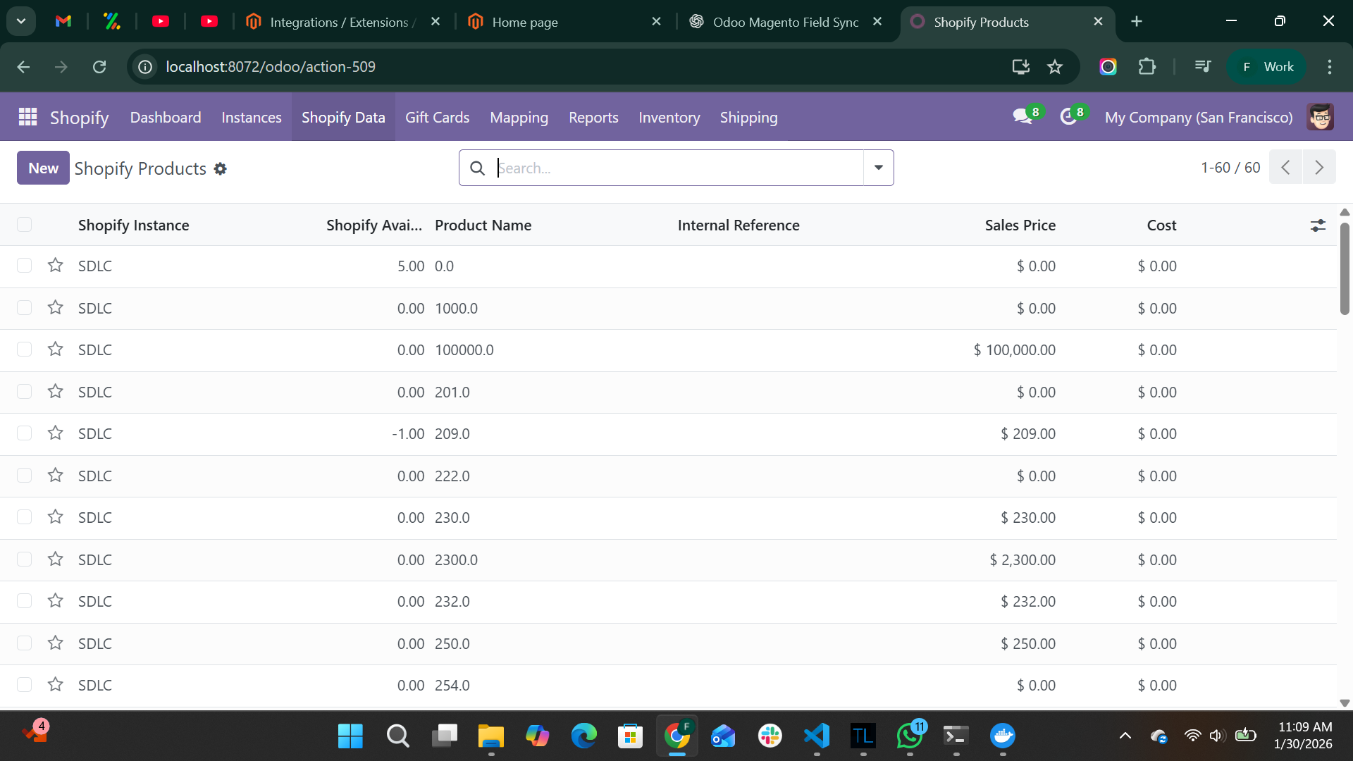 SDLC Shopify Odoo Connector Screenshots