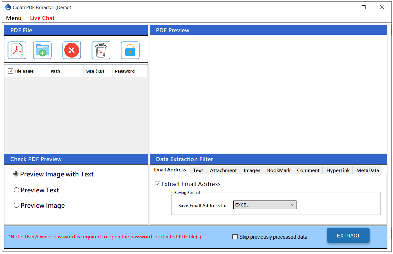 Cigati PDF Extractor Screenshots