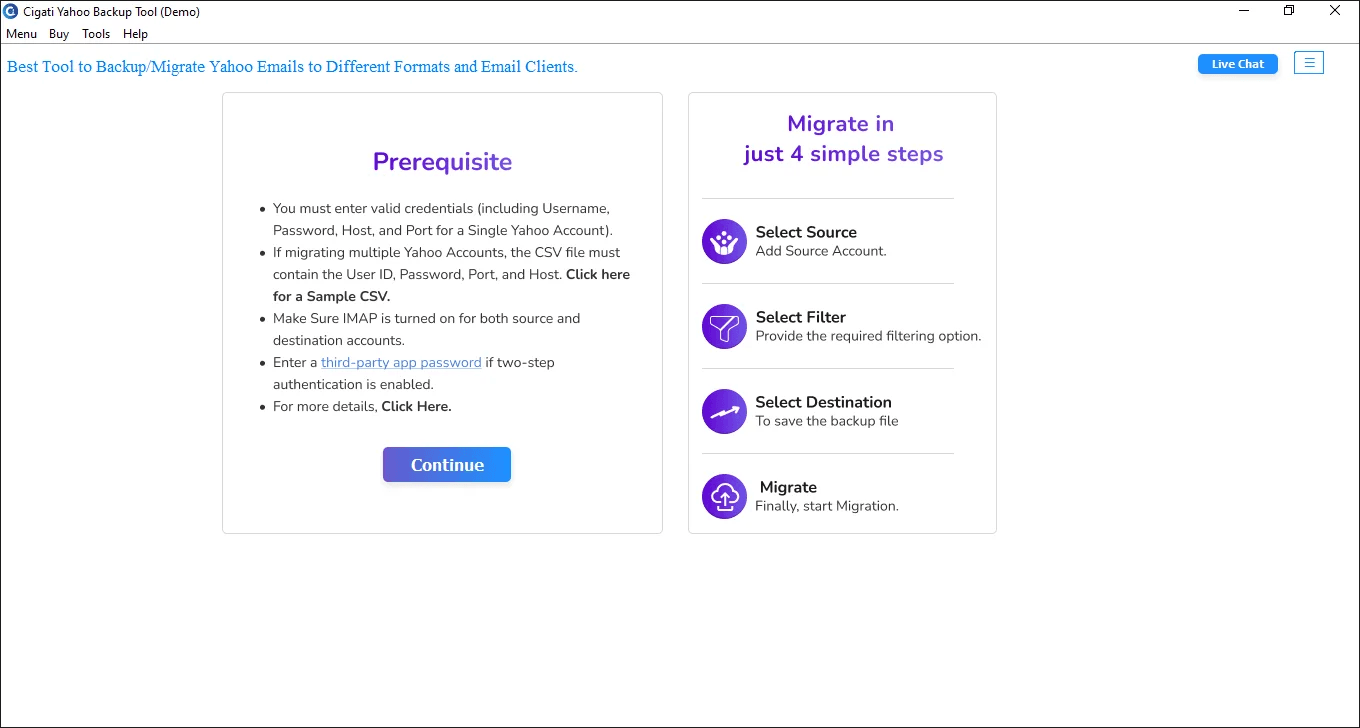 Cigati Yahoo Email Backup
