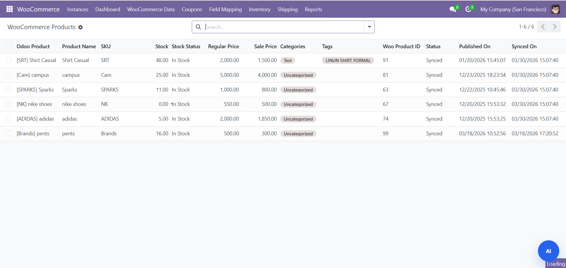 SDLC Odoo WooCommerce Connector Screenshots