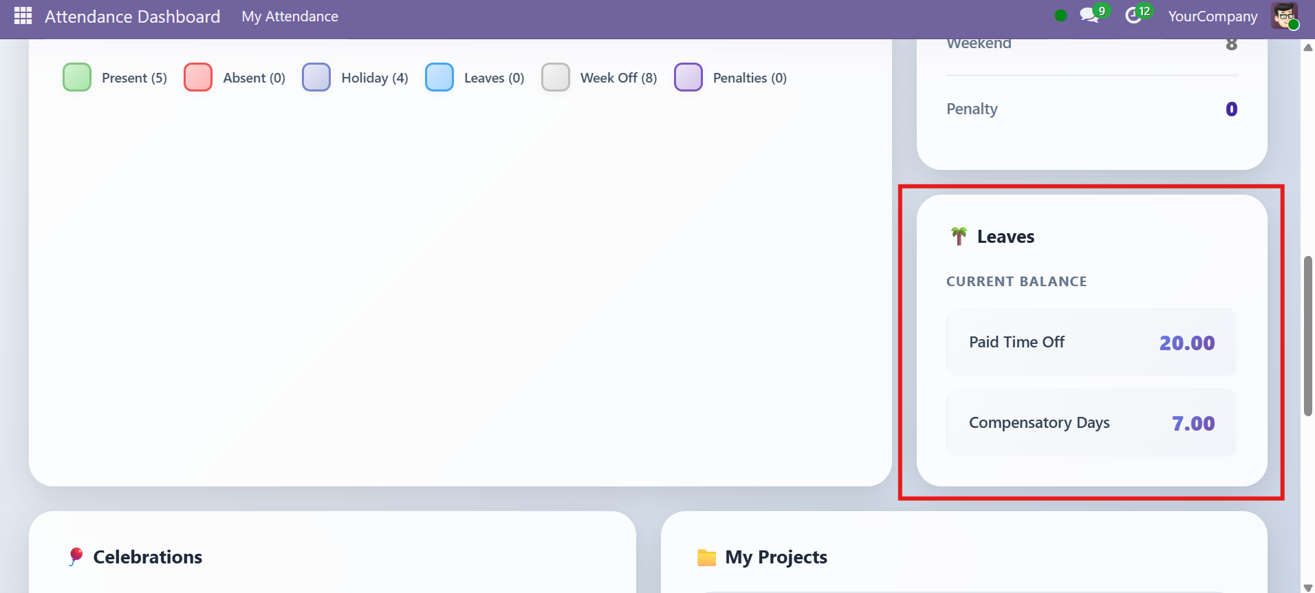 Odoo HRMS Dashboard Screenshots