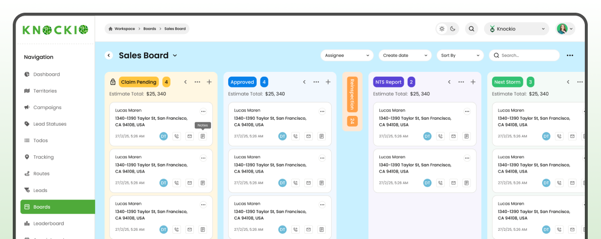 Knockio Sales Screenshots