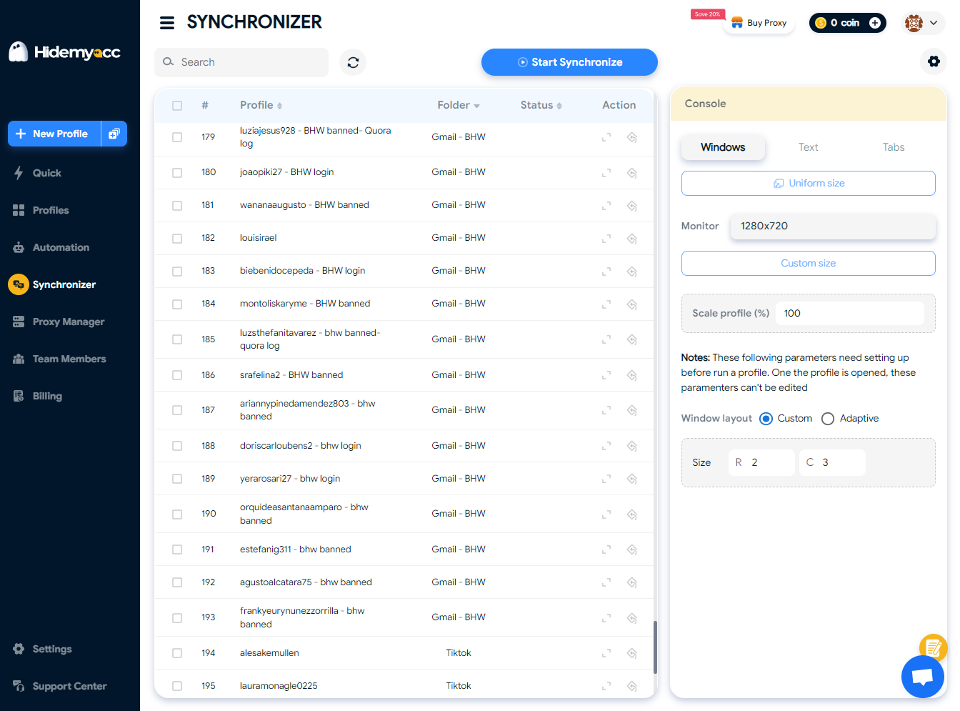 Hidemyacc Screenshots