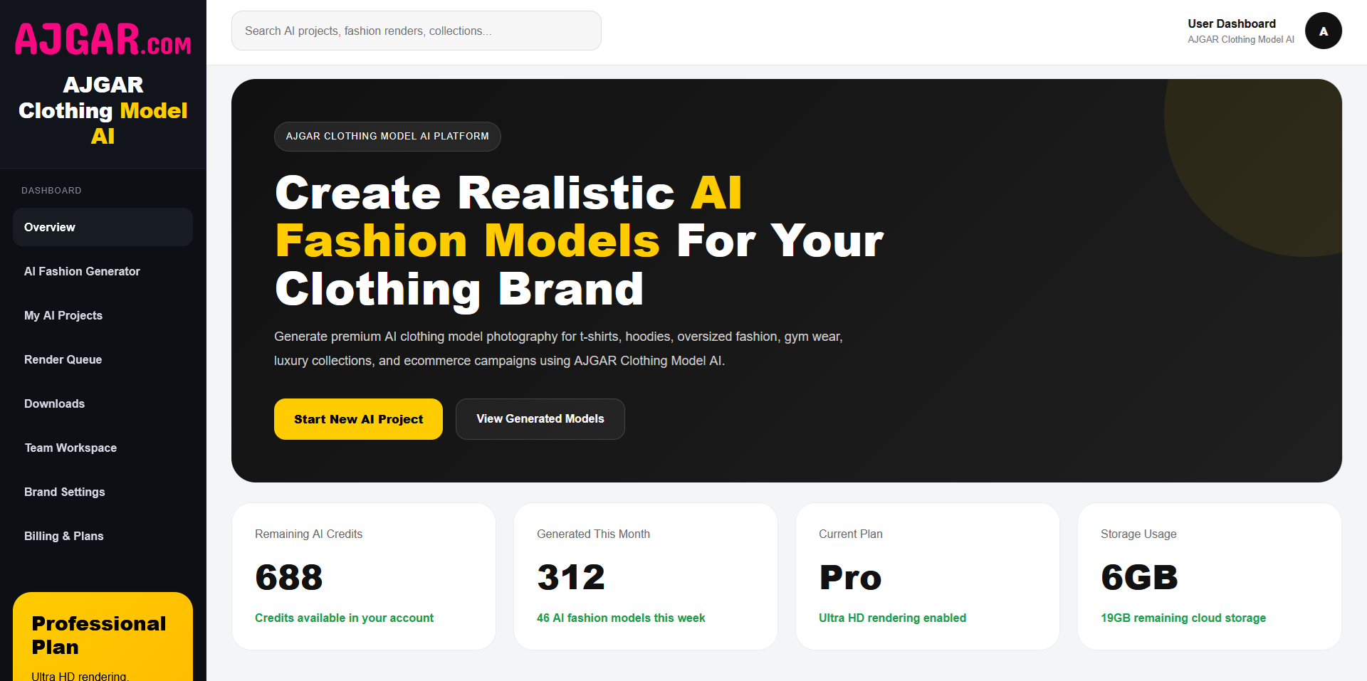 AJGAR Clothing Model AI Screenshots