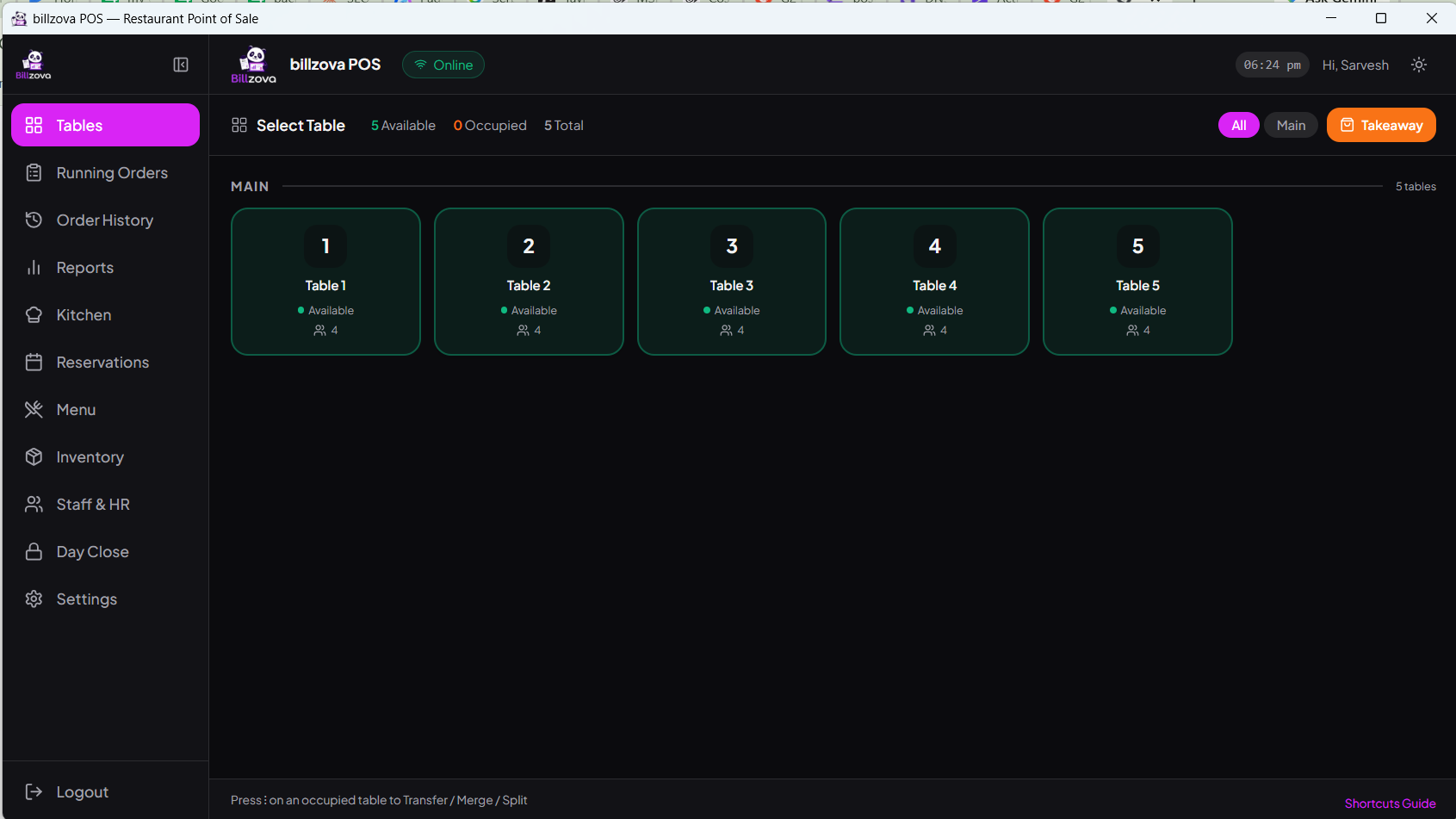 Billzova Restaurant POS Screenshots