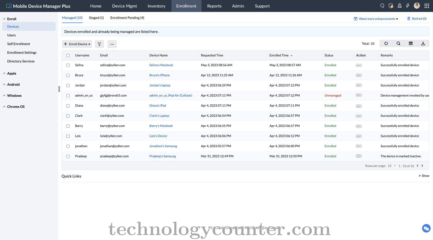 ManageEngine Mobile Device Manager Plus Screenshots
