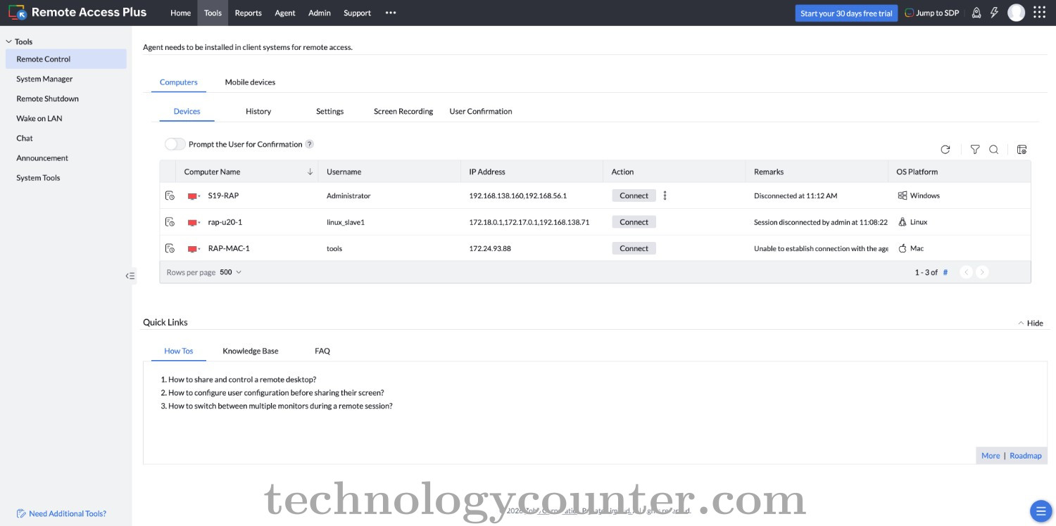 ManageEngine Remote Access Plus Screenshots