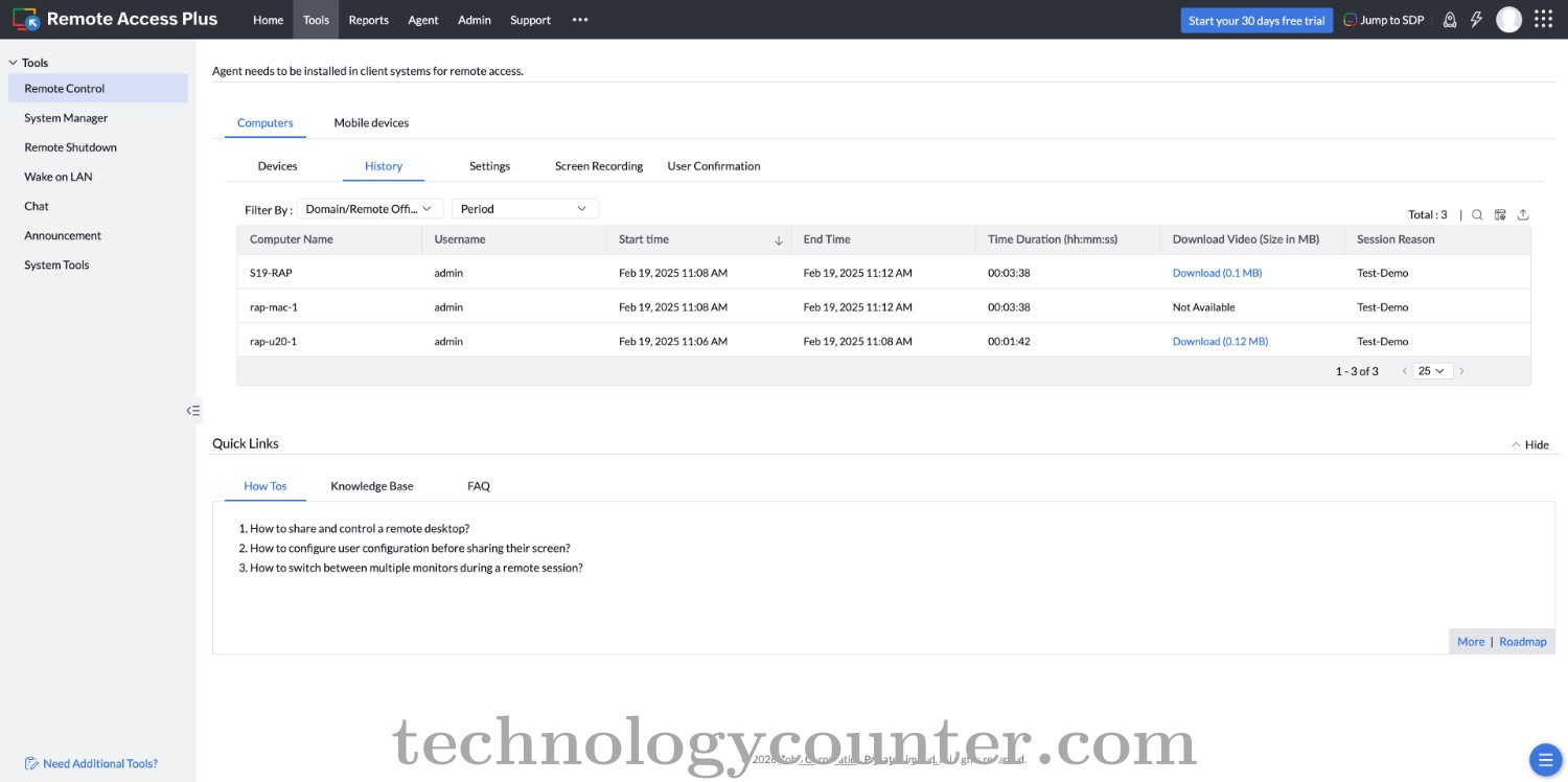 ManageEngine Remote Access Plus Screenshots