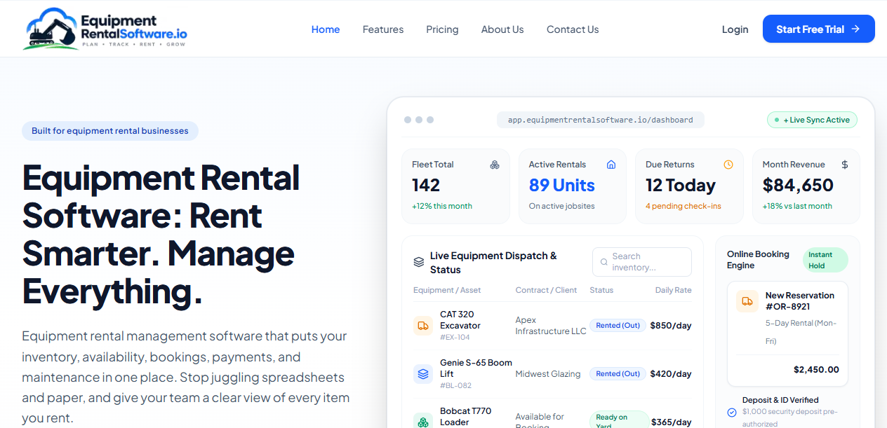 Equipment Rental Software Screenshots